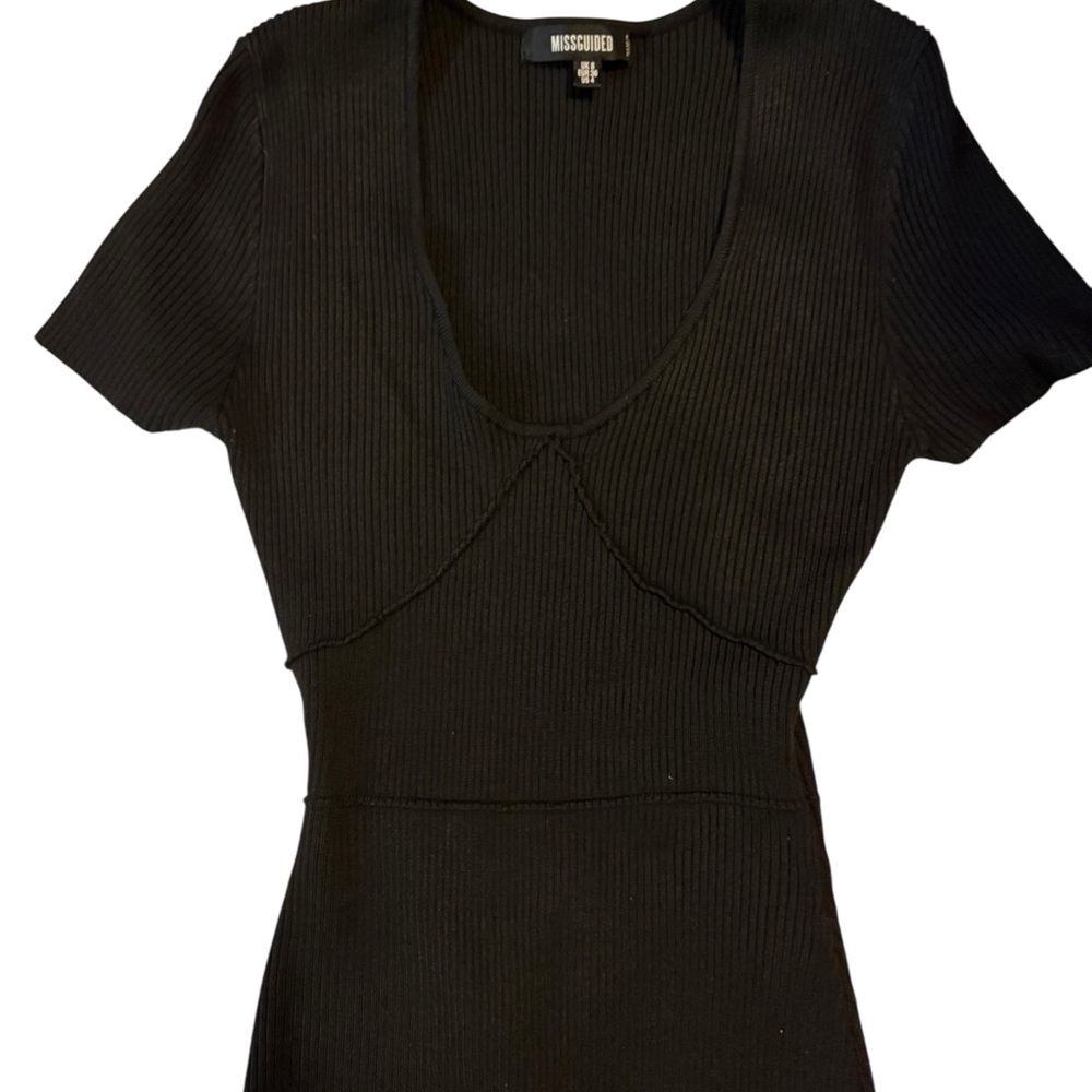 Missguided Black Ribbed Bodysuit